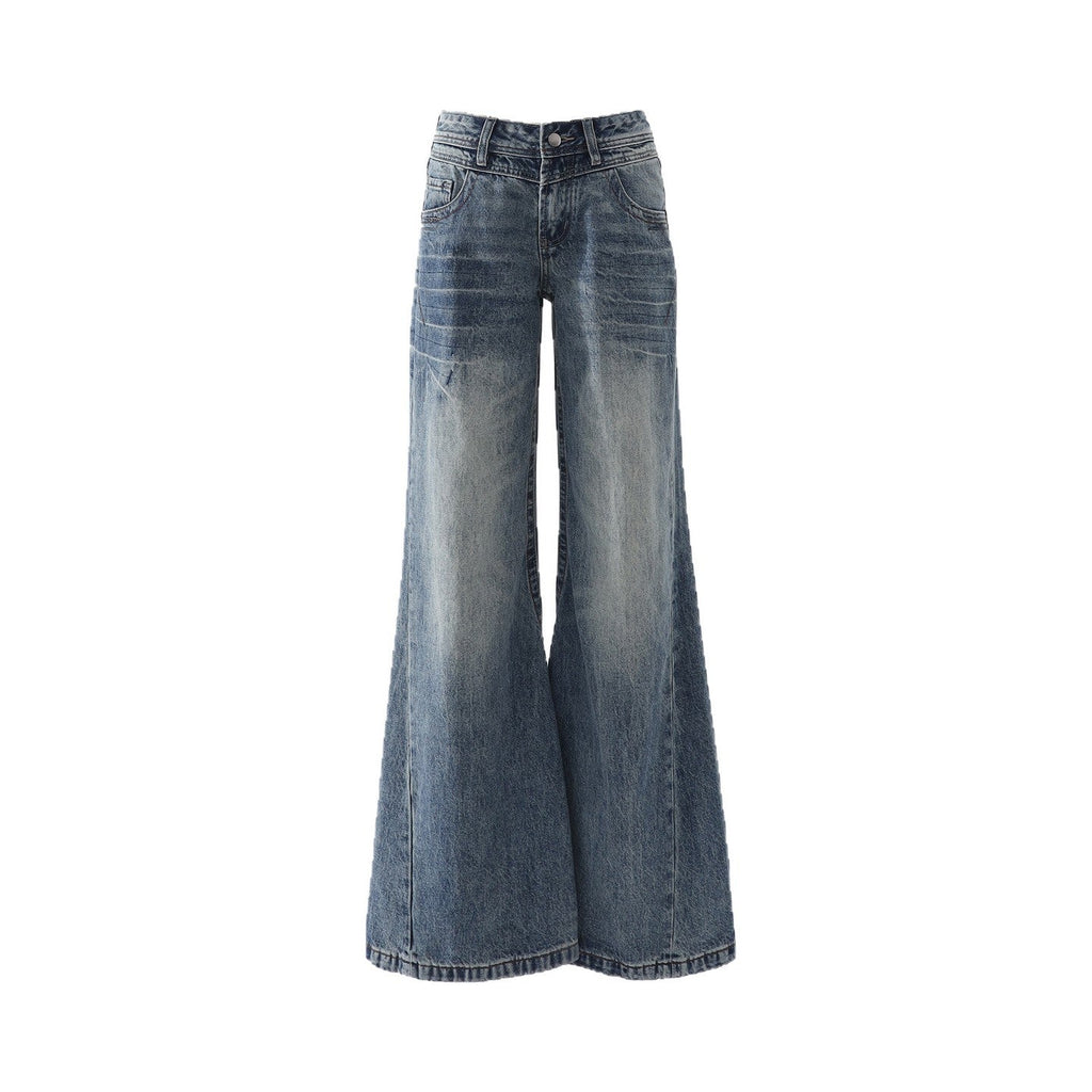 Women's Low-Waist Denim Pants - Wide-Leg Loose Flare Trousers