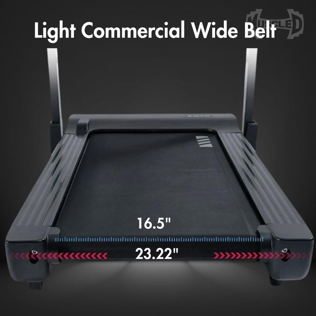 Light Commercial Folding Treadmill - Muscle D Fitness - LED Display - Heart Rate Monitor - Safety Clip