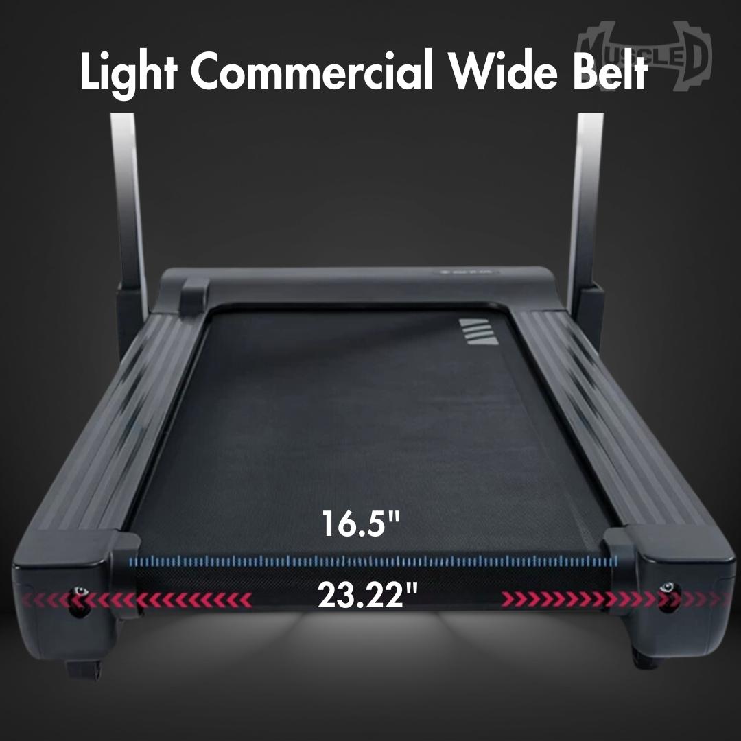 Light Commercial Folding Treadmill - Muscle D Fitness - LED Display - Heart Rate Monitor - Safety Clip