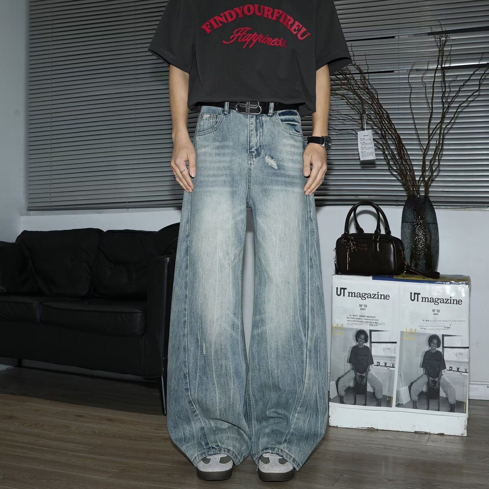 Loose Wide Leg Denim Pants for Men - High Street Vibe