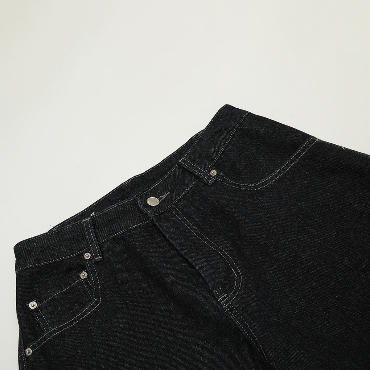 Washed Original Color Denim Men's Loose Vibe Curved Knife Wide Leg Long Pants