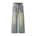 Washed Faded Splatter Hole Denim Pants for Men and Women - Cleanfit Loose Straight Leg Long Pants