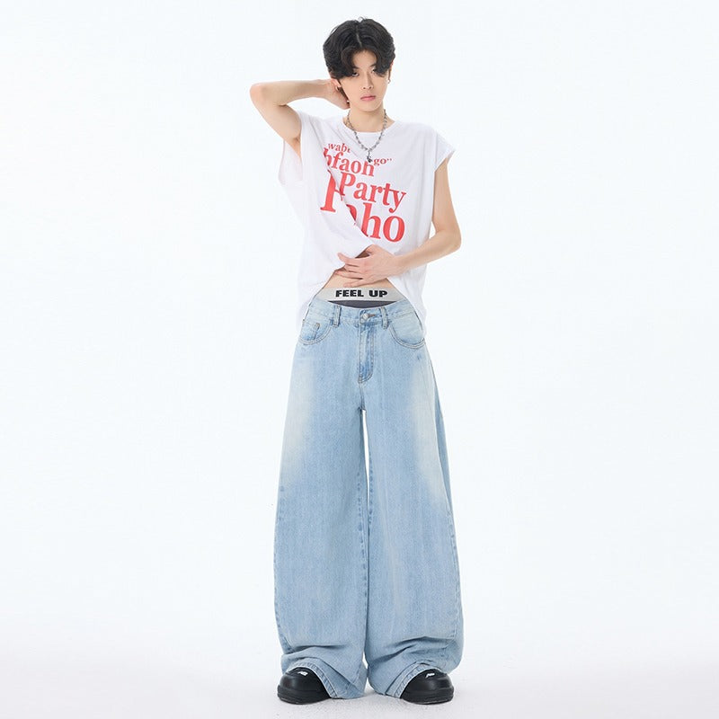 Straight Loose Wide Leg Casual Pants - Premium Japanese Denim