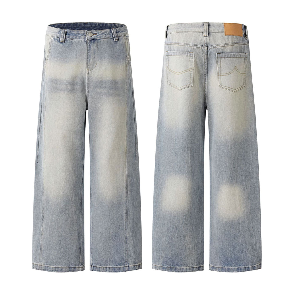 Washed Faded Straight Jeans for Men and Women - Casual Wide-Leg Slimming Long Pants