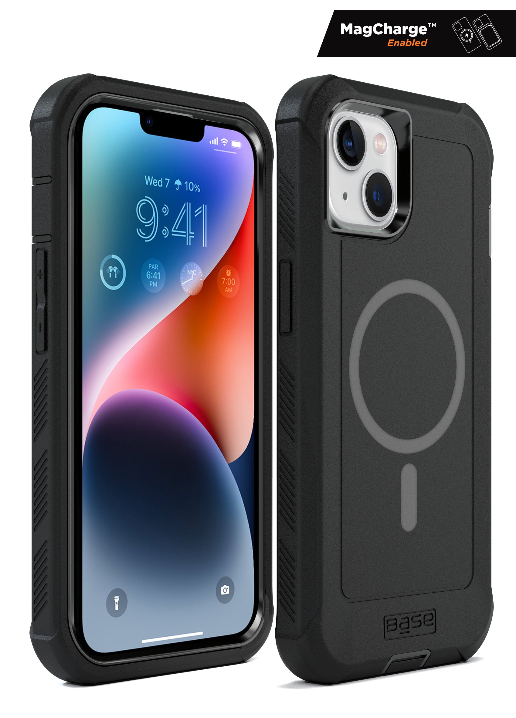xBase Base iPhone 15 (6.1) - Boulder - Heavy-Duty Co-Molded Rugged Protective Case - Black