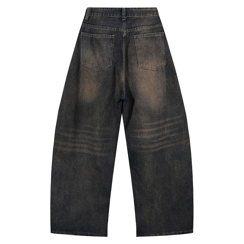 Black Tapered Jeans for Men and Women - Wide Leg Loose Drape