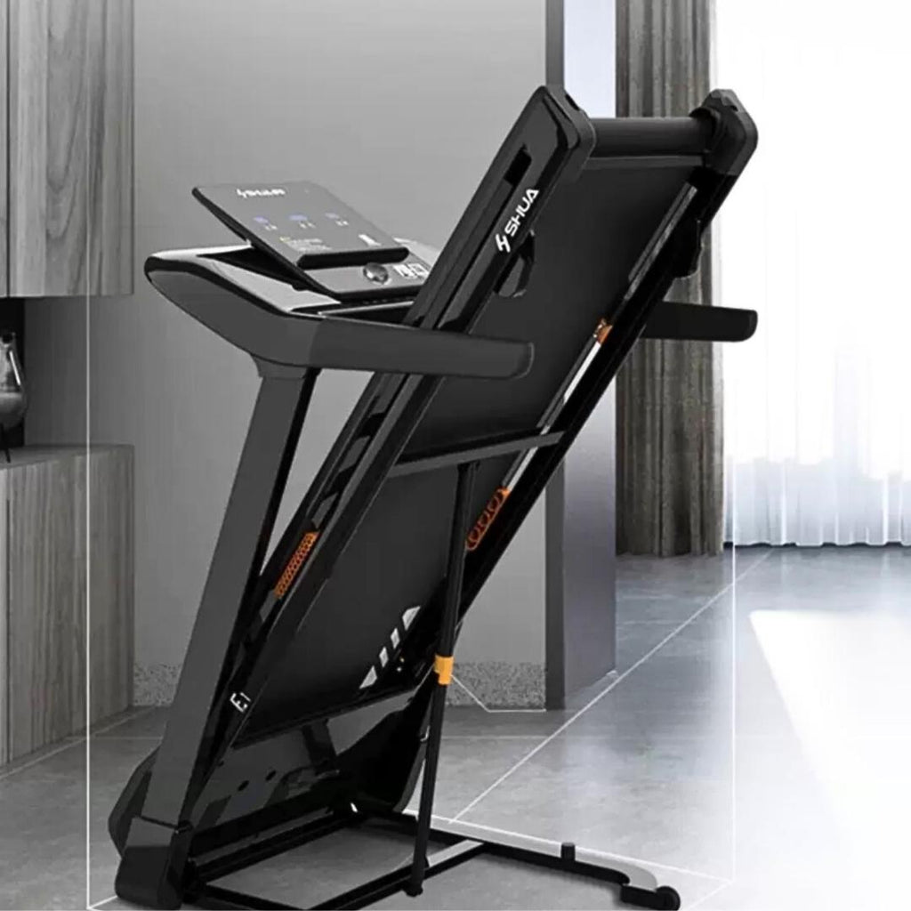 Light Commercial Folding Treadmill - Muscle D Fitness - LED Display - Heart Rate Monitor - Safety Clip