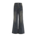 Women's Wide-Leg Jeans with Splicing Retro Design - Loose and Slimming Flare Pants