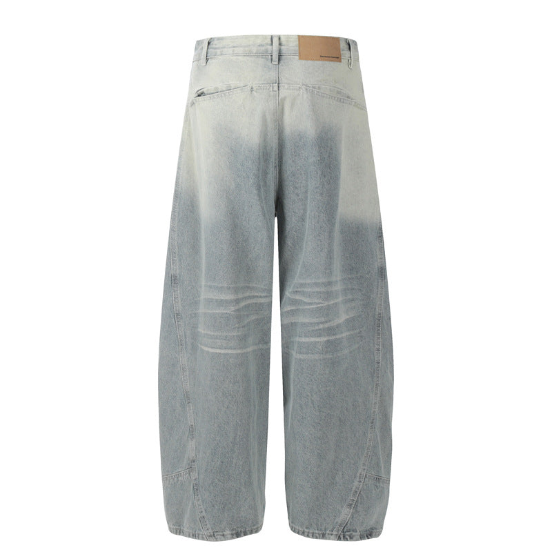 Structured Tapered Pants for Men and Women - Loose Wide-Leg Washed Tie-Dye Straight Leg Jeans