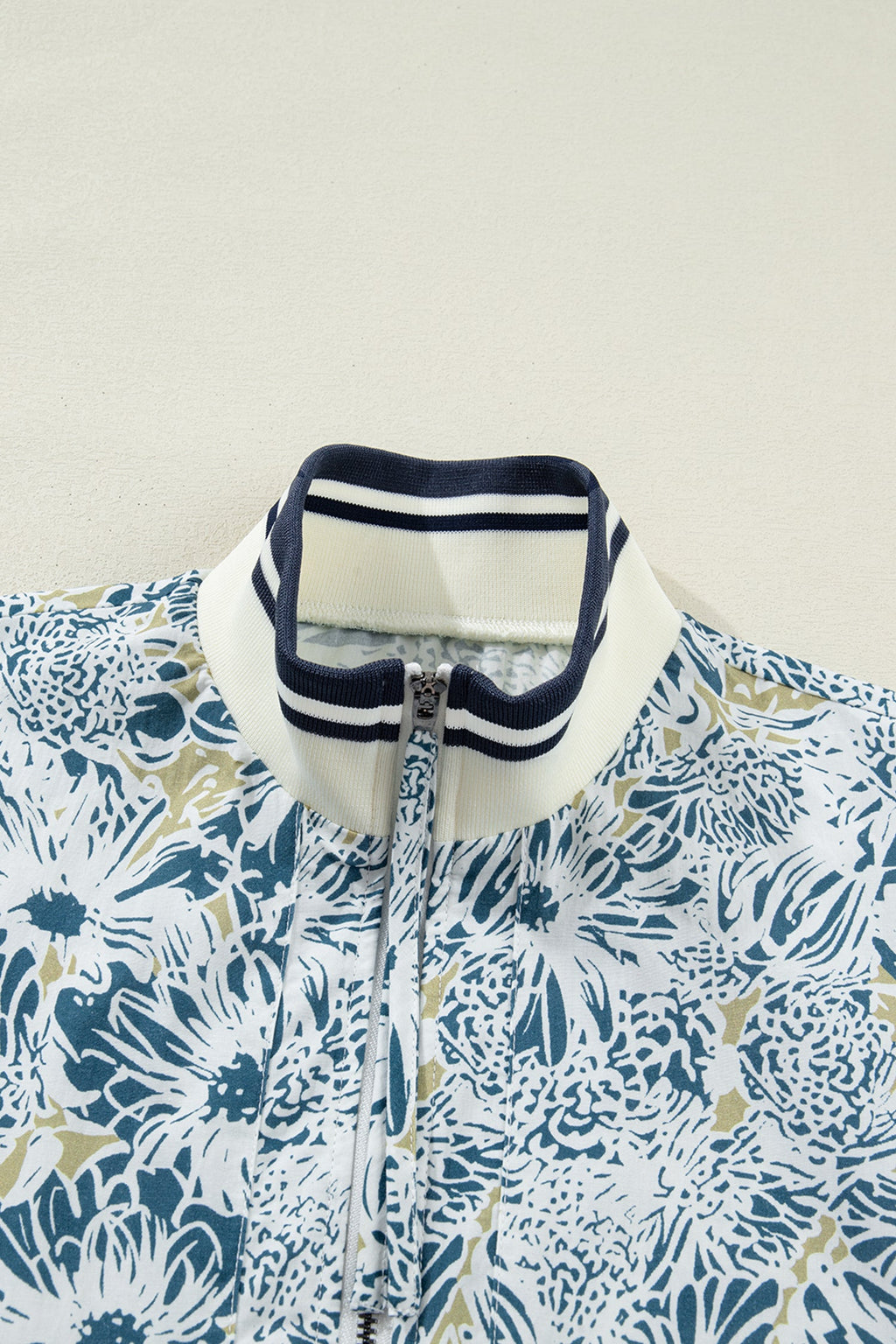 Floral Stripe Patchwork Collared Short Sleeve Mini Dress