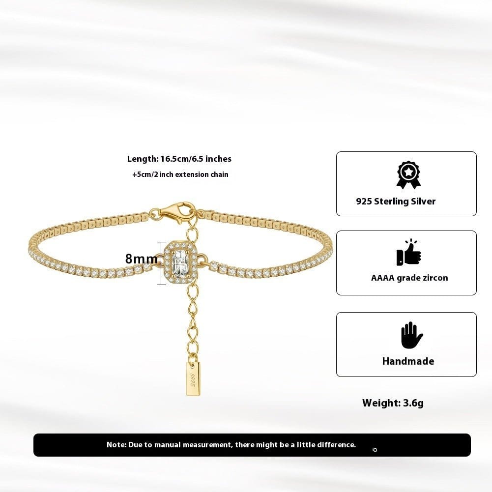 S925 Sterling Silver Tennis Bracelet - Affordable Luxury European and American Fashion