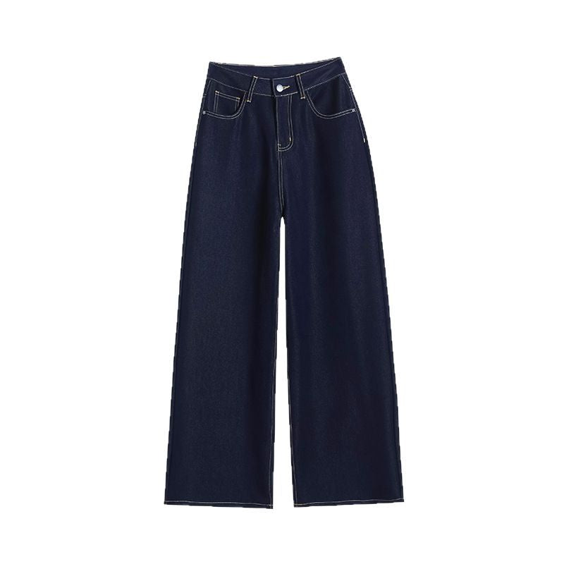 Women's Wrinkle-Resistant Loose and Slimming Denim Original Color Floor-Length Wide-Leg Jeans