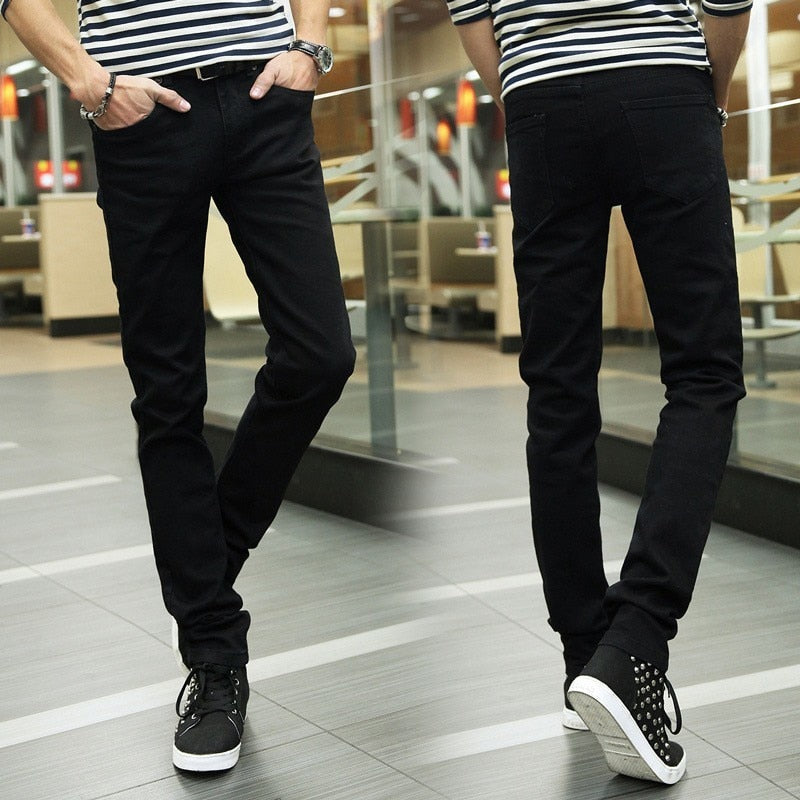 Men's Harem Jeans - Fashionable Washed Denim Pants with Elastic Waist