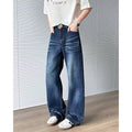 Semi Elastic Waist Casual Loose Straight Leg Wide Leg Pants