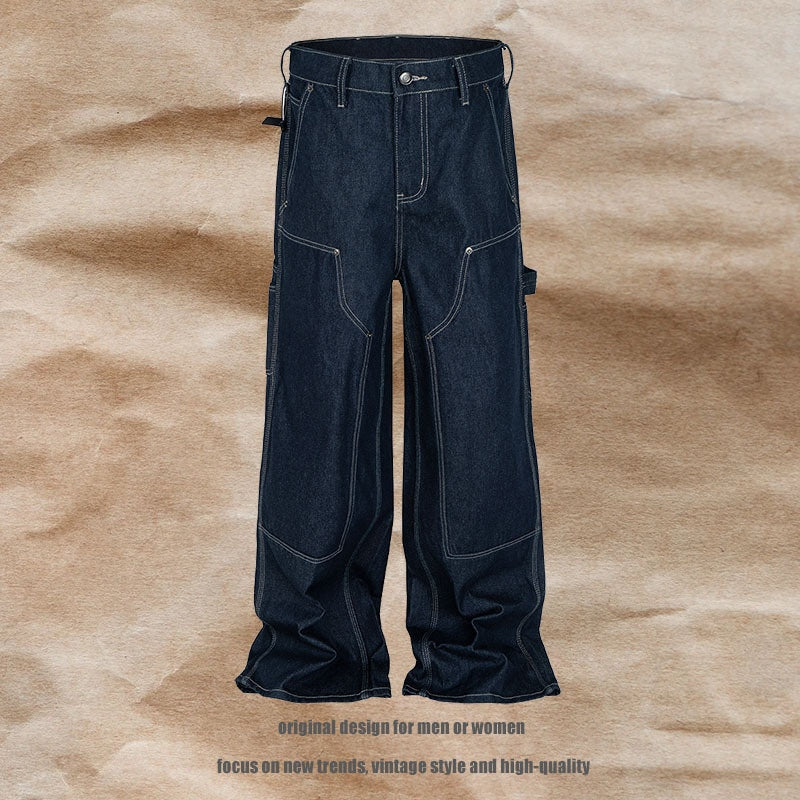 Loose Fit Original Denim Jeans for Men and Women -  Deep Color Straight Leg Pants