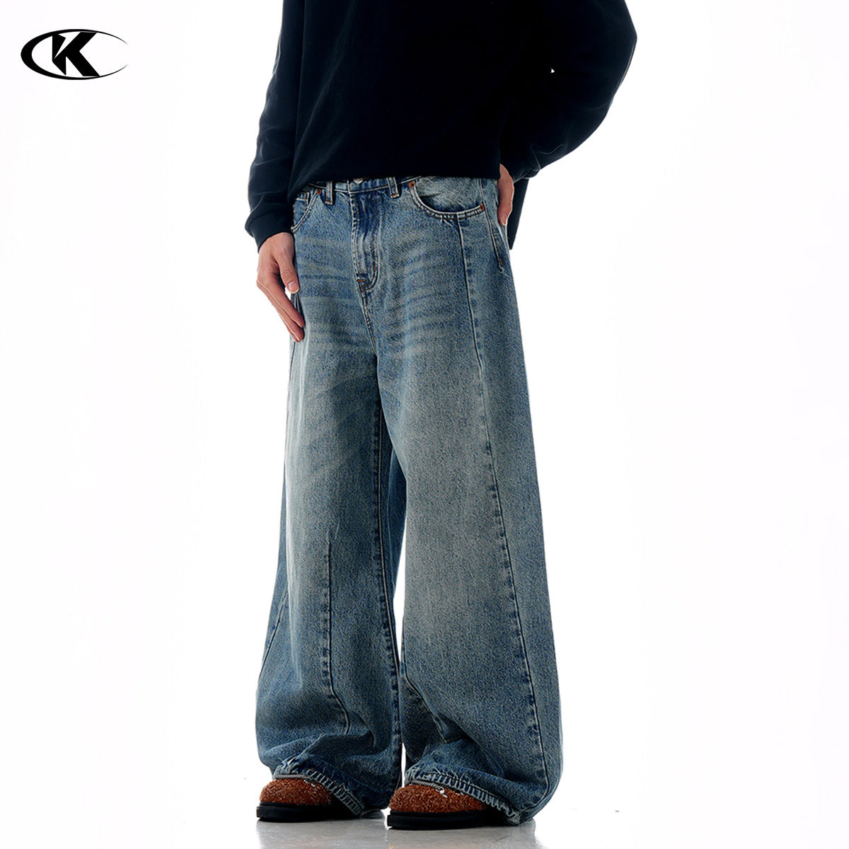 Straight Jeans with Pentagon Design for Men and Women - Slimming Loose Fit Casual 3D Long Pants