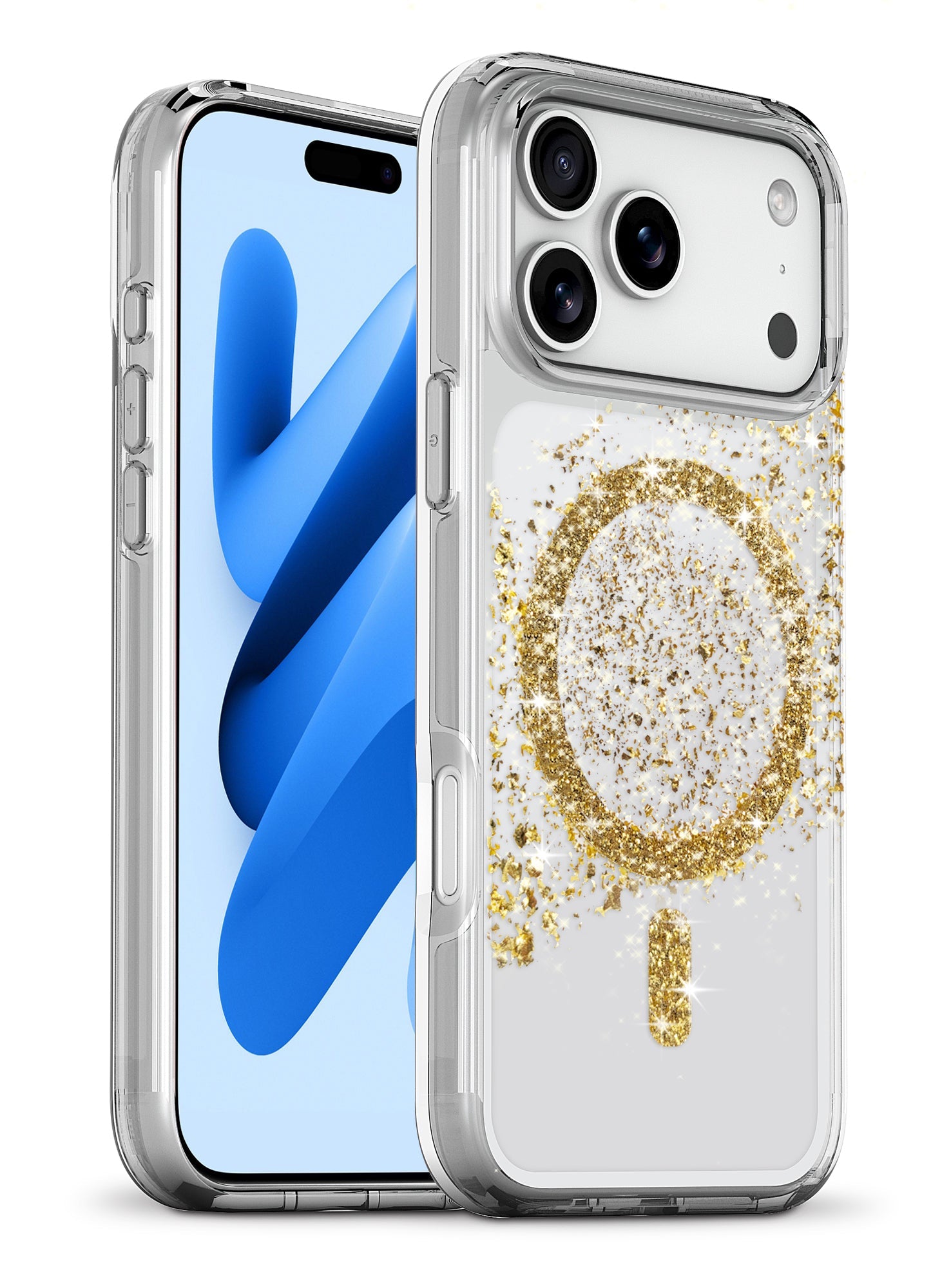 xBase iPhone 17 Pro Sparkleline Series Light MagSafe Compatible Case - Gold Stripe