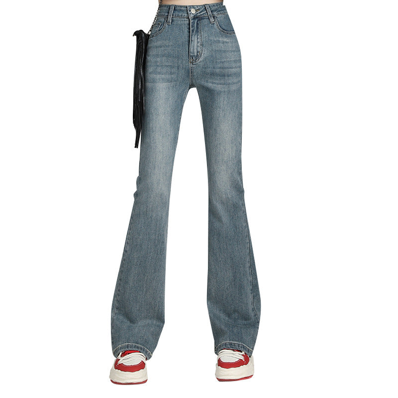 Orange Silk High Waist Flared Denim Pants for Women - Wide Leg Floor Length Style