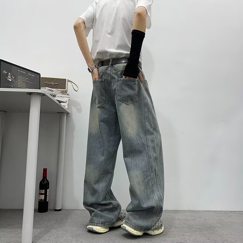 Men's Loose Summer High Street Straight Leg Floor Length Pants