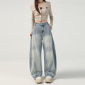 Women's Vibe Pleated Spliced Denim Pants - High Waist Loose Scythe Pants