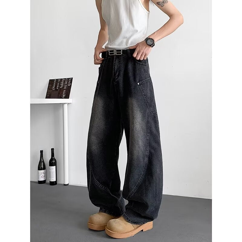 High Street Wide Leg Versatile Curved Knife Pants - Premium Japanese Denim