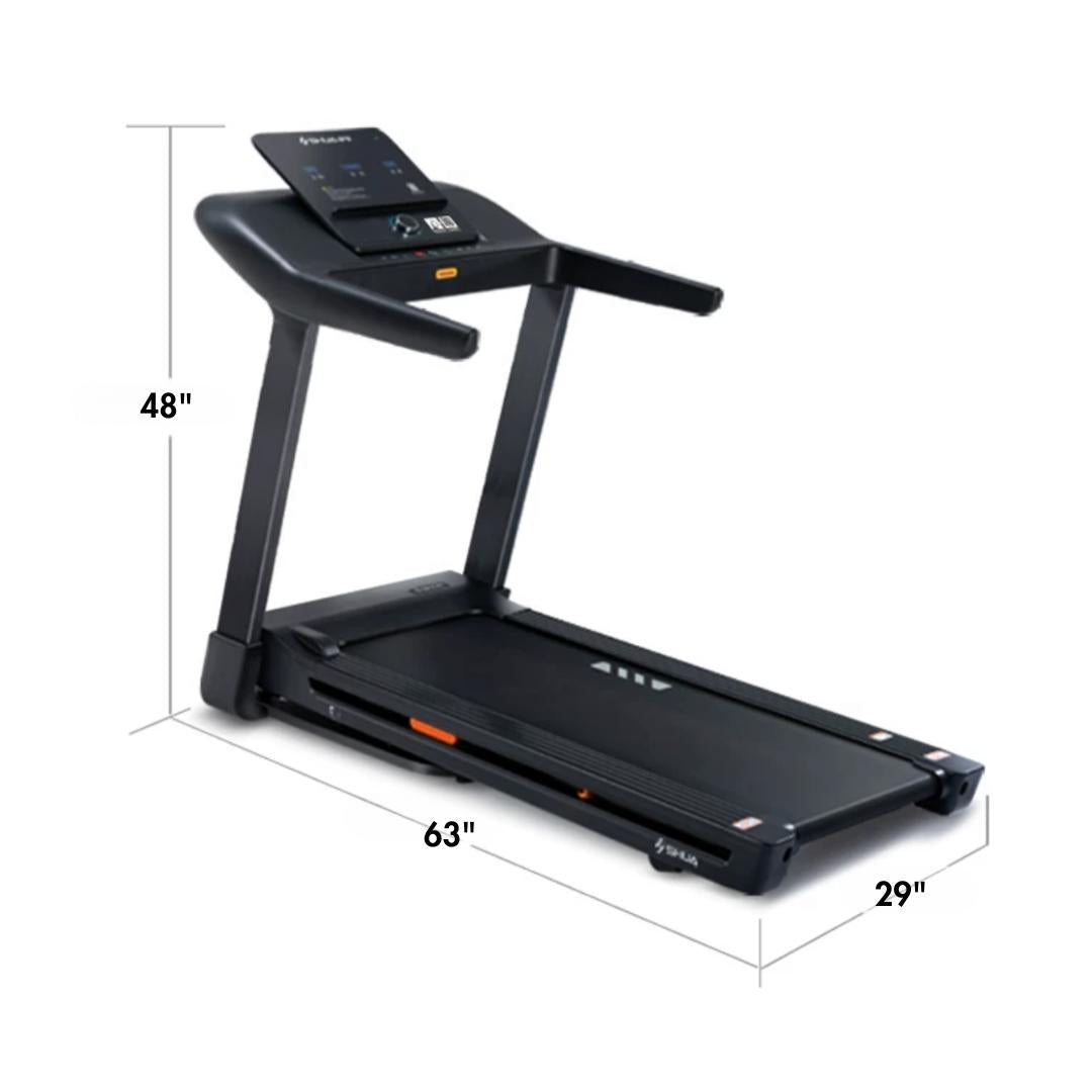 Light Commercial Folding Treadmill - Muscle D Fitness - LED Display - Heart Rate Monitor - Safety Clip