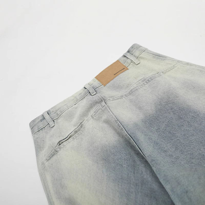 Structured Tapered Pants for Men and Women - Loose Wide-Leg Washed Tie-Dye Straight Leg Jeans