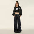 Women's Wide-Leg Jeans Low-Waist Slimming Flare Trousers Retro Style
