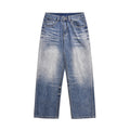 Wide Leg Denim Contrasting Color Spray Horse Chestnut Straight Leg Pants