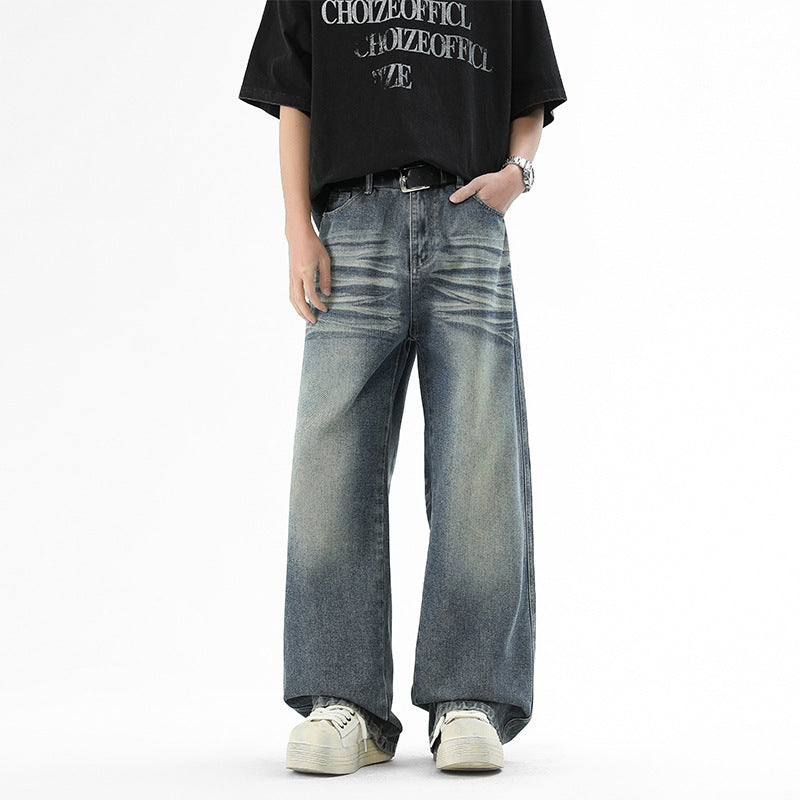 Men's Loose Straight Wide-Leg Trousers - Premium Japanese Denim