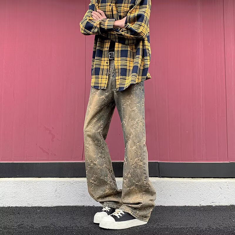 Thorn Jacquard Denim Straight Leg Knife Pants - Premium Japanese Craftsmanship