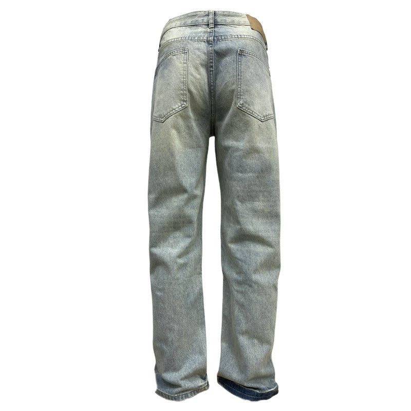 Blue Straight Jeans Men's Loose Casual Trousers - Versatile Men's Wide-Leg Pants