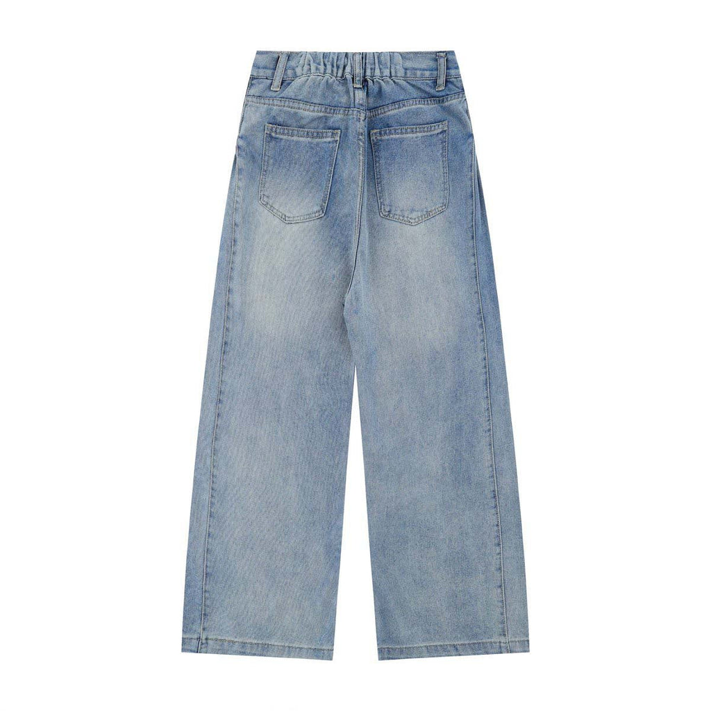Washed Vintage Casual Denim Pants - Unisex Loose Wide Leg Straight Trousers