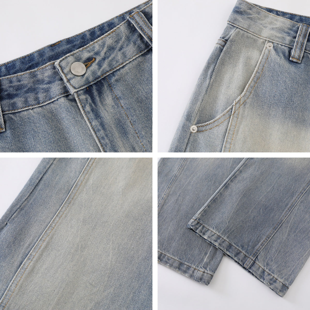 Washed Faded Straight Jeans for Men and Women - Casual Wide-Leg Slimming Long Pants