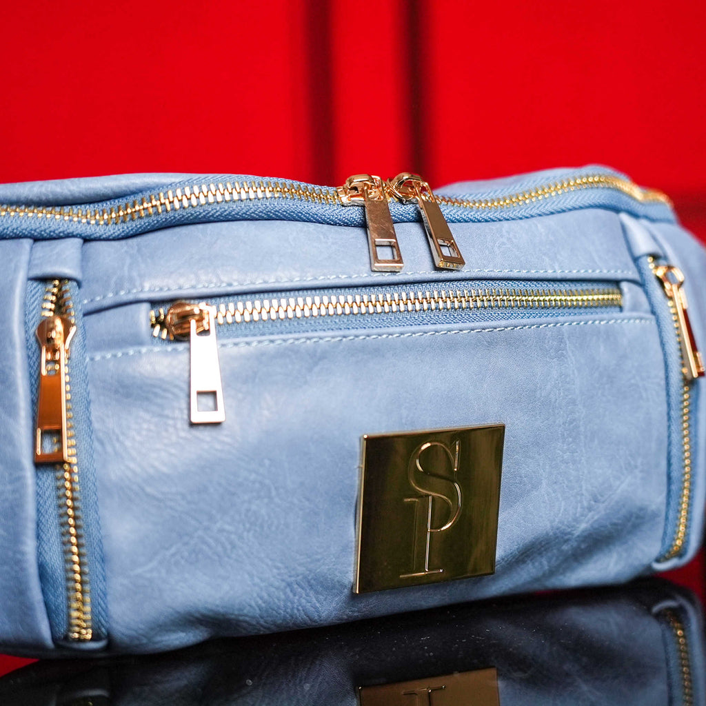 Baby Blue Leather Sling Bag