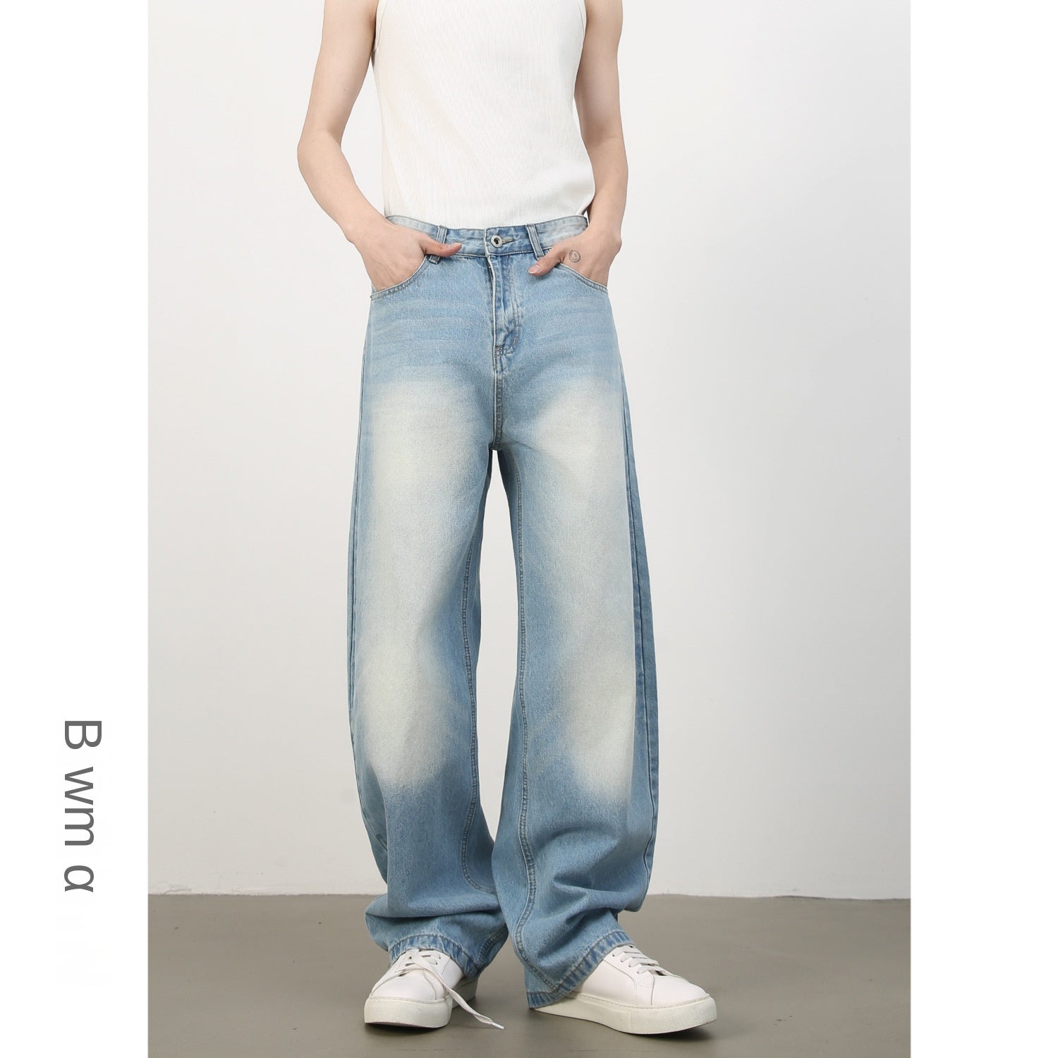 American Retro Style Flared Jeans for Men - Unique Wide Leg Loose Fit Denim Trousers