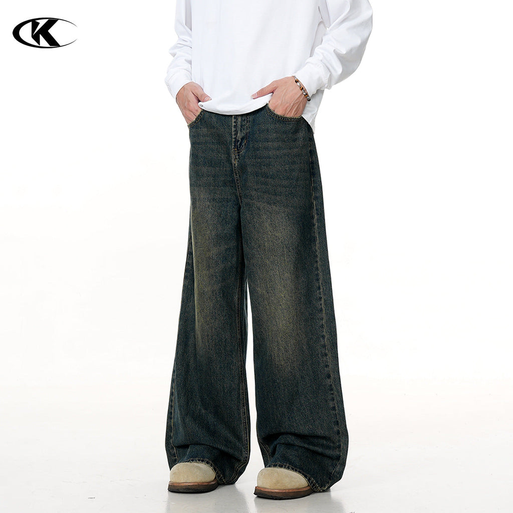 Unisex Street Washed Slim Wide Leg Loose Casual Long Pants