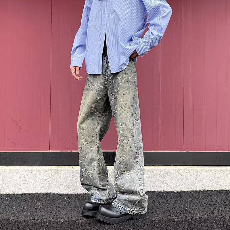 Thorn Jacquard Denim Straight Leg Knife Pants - Premium Japanese Craftsmanship