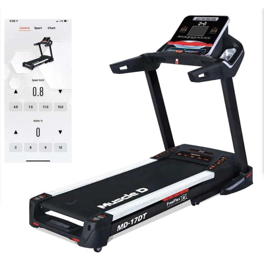 Light Commercial Treadmill - Muscle D Fitness - LED Display - Heart Rate Monitor - Cup Holder - Adjustable Speed and Incline