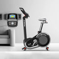 Light Commercial Upright Bike - Muscle D Fitness - LED Display - Heart Rate Monitor - Adjustable Seat - On Wheels for Easy Movement