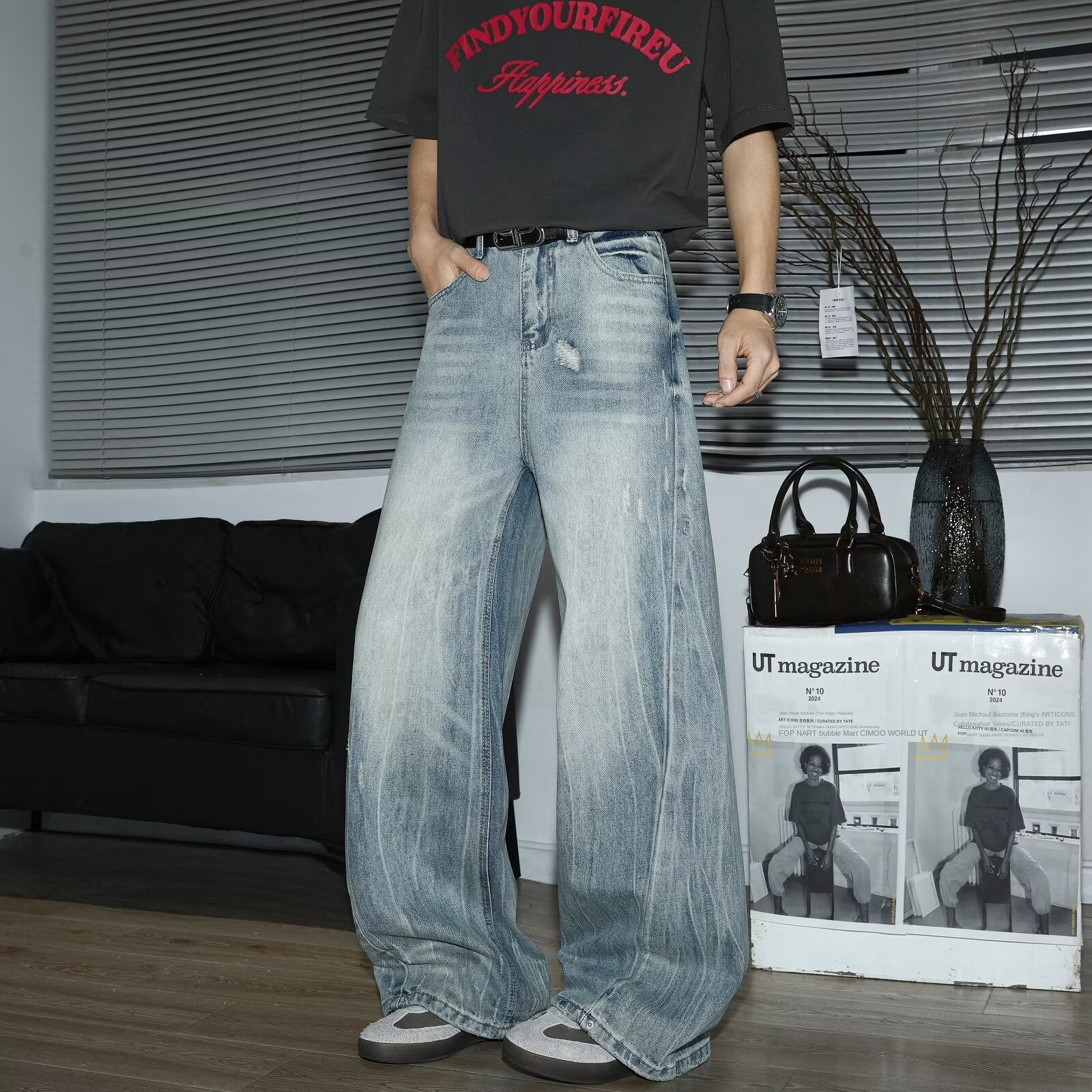 Loose Wide Leg Denim Pants for Men - High Street Vibe