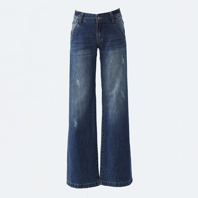 Women's Design Sense Spicy Girl Low Waist Slimming Flared Jeans