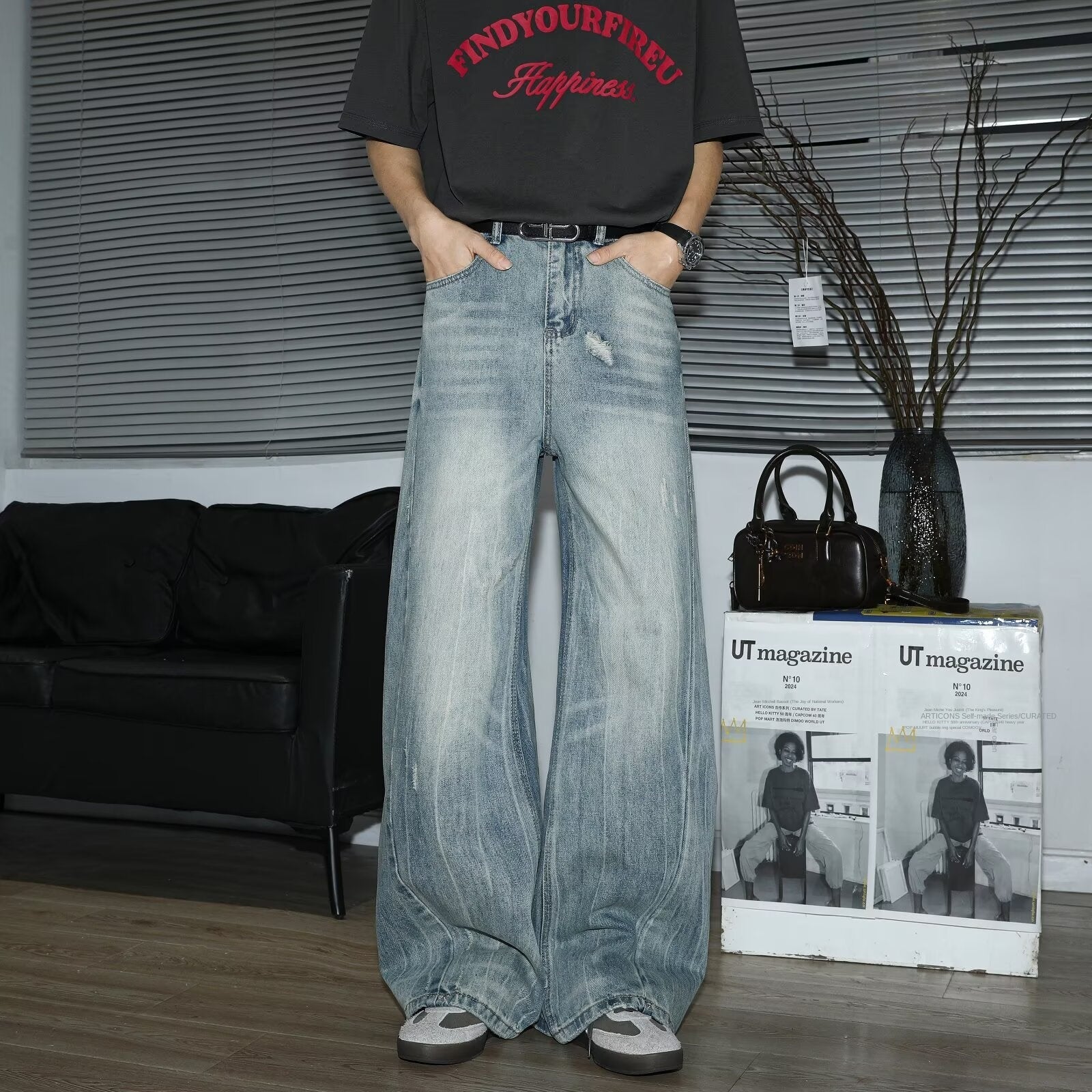 Loose Wide Leg Denim Pants for Men - High Street Vibe