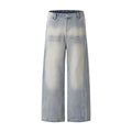 Washed Faded Straight Jeans for Men and Women - Casual Wide-Leg Slimming Long Pants