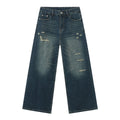 Wide-Leg Distressed Denim Trousers for Men - Loose Straight Vintage Floor-Length Pants