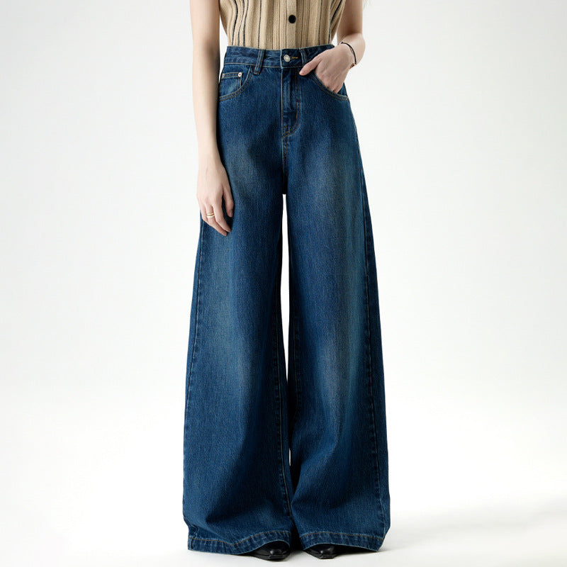 Women's Elegant Wide-Leg Jeans - Casual Hip-Covering Trousers