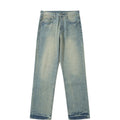 Blue Straight Jeans Men's Loose Casual Trousers - Versatile Men's Wide-Leg Pants