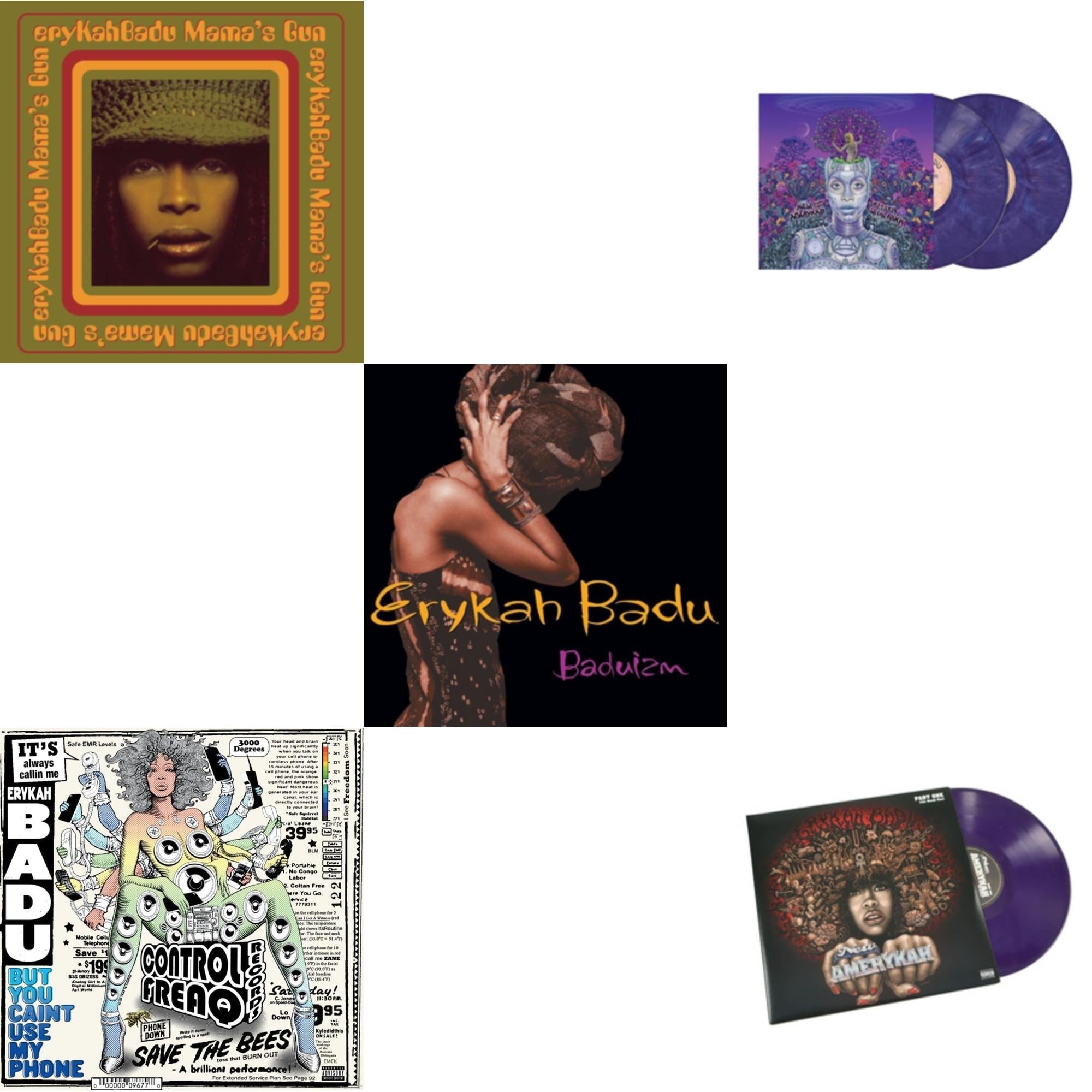 New Amerykah Part Two (Return Of The Ankh) (Violet Vinyl/2LP) & New Amerykah Part One (4Th World War) (Purple Vinyl/2LP) & But You Caint Use My Phone (Purple LP Vinyl) & Baduizm & Mama's Gun