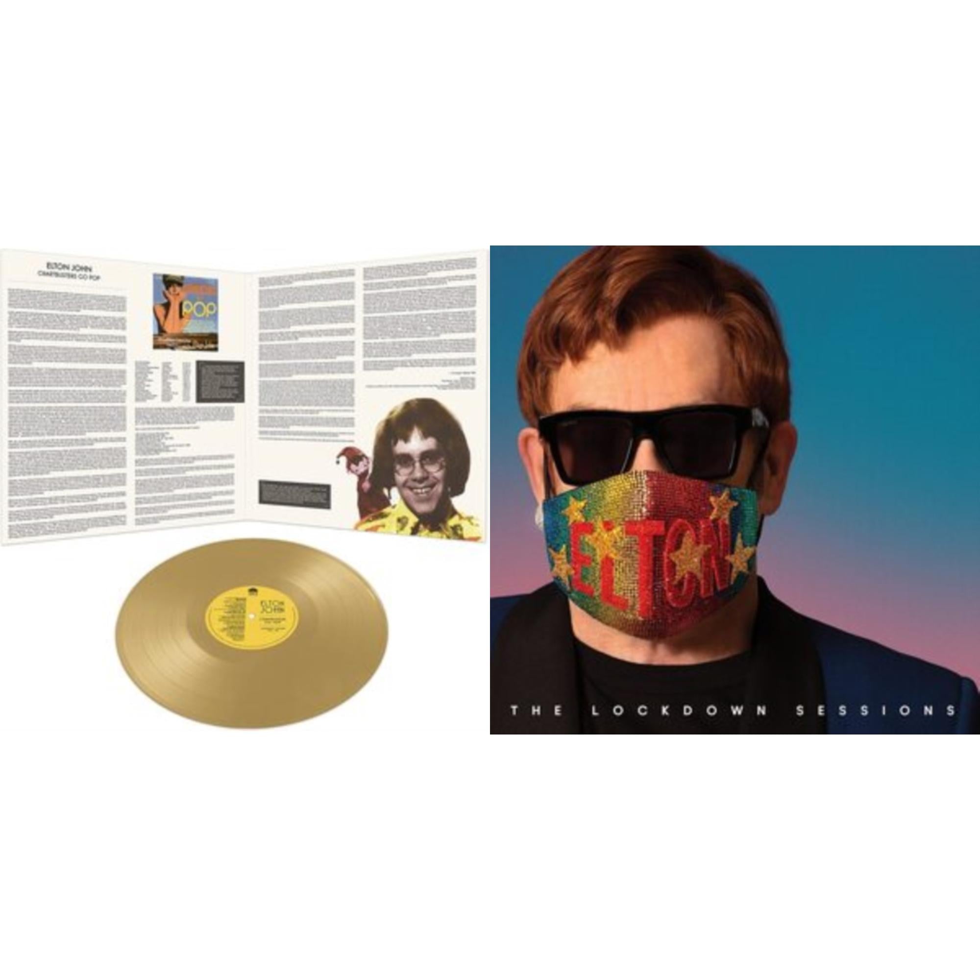 Elton John - Lockdown Sessions (Blue Vinyl/2LP) (X) & Chartbusters Go Pop - Legendary Covers '69 / '70 (Gold LP Vinyl)