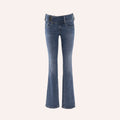 Women's Low Waist Flared Jeans Slim Fit Elastic Straight Leg Horseshoe Pants